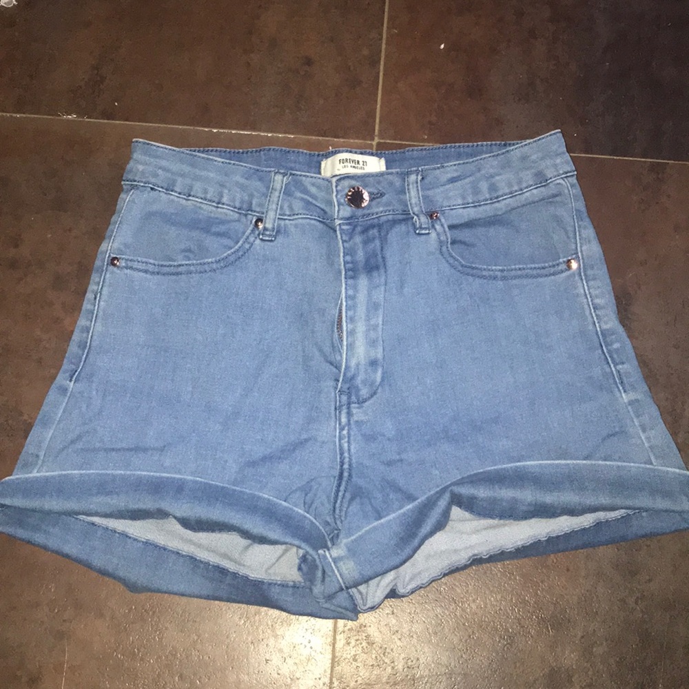 Stretchy high waisted jean shorts